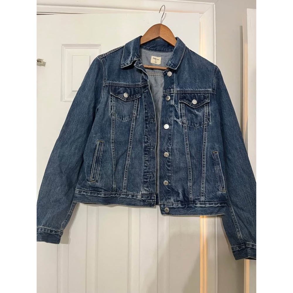 Gap Icon Jacket Saddle Blue Womens Denim Trucker Jacket Blue Size M